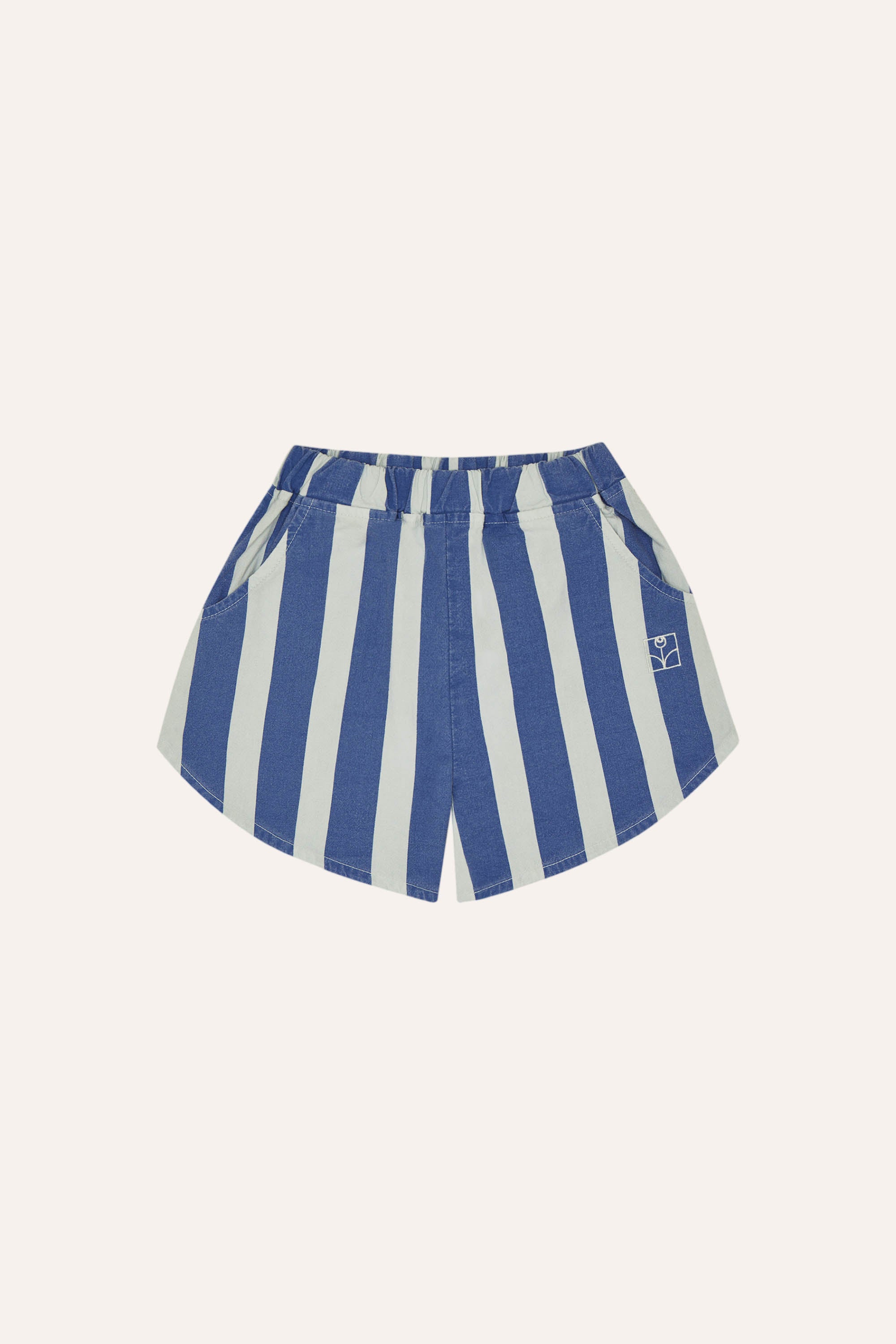 Blue Stripes Washed Shorts - Blue