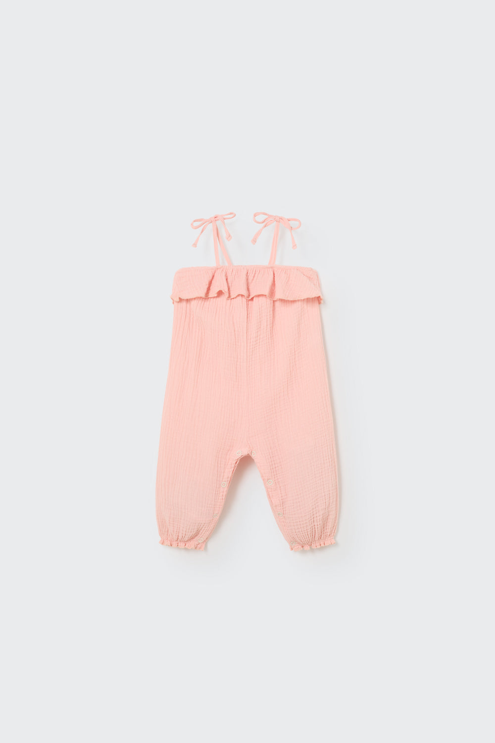 Soft Gauze Flounce Baby Jumpsuit - Crystal Pink
