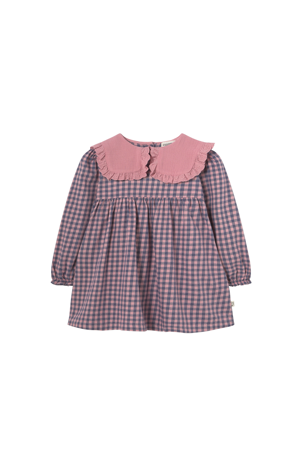Gingham Flannel Baby Dress - Rose Tea