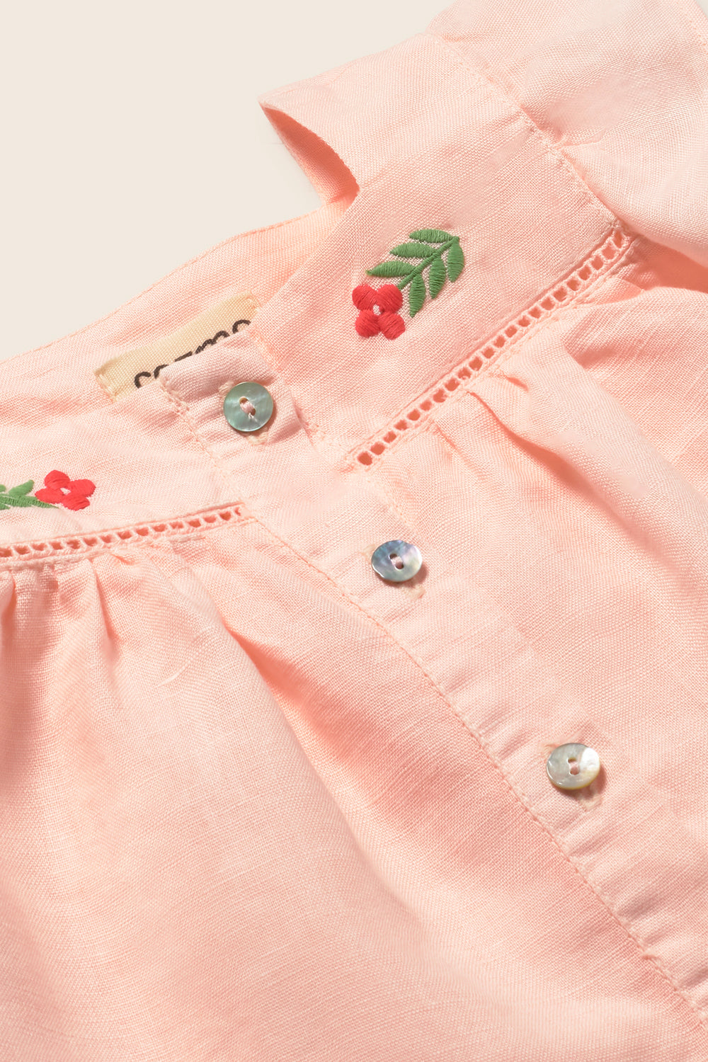 Vivi Cotton Linen Baby Blouse - Cloud Pink