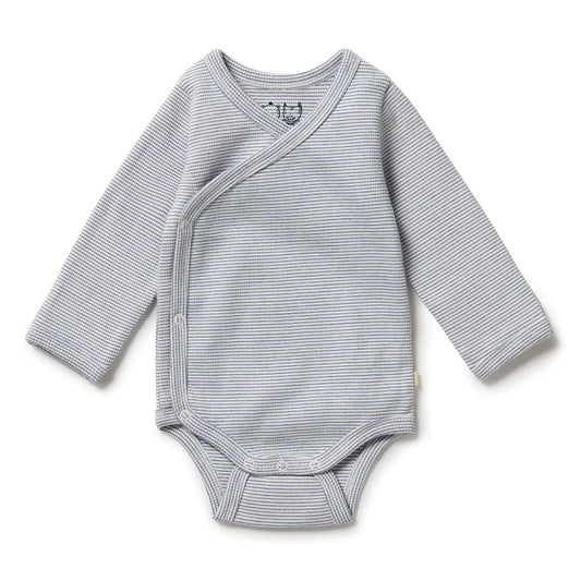 Rain Drop Organic Stripe Rib Kimono Bodysuit
