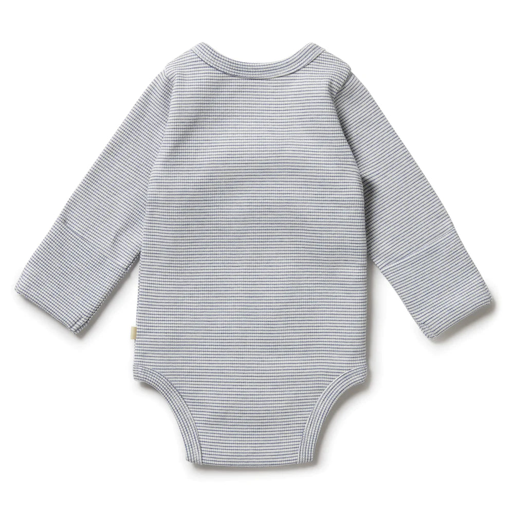 Rain Drop Organic Stripe Rib Kimono Bodysuit