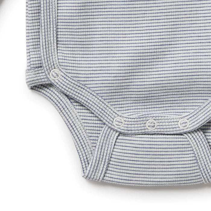 Rain Drop Organic Stripe Rib Kimono Bodysuit