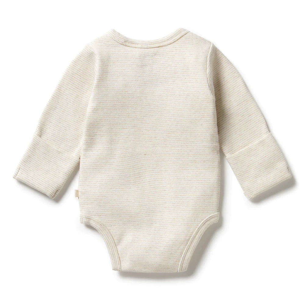Oatmeal Organic Stripe Rib Kimono Bodysuit