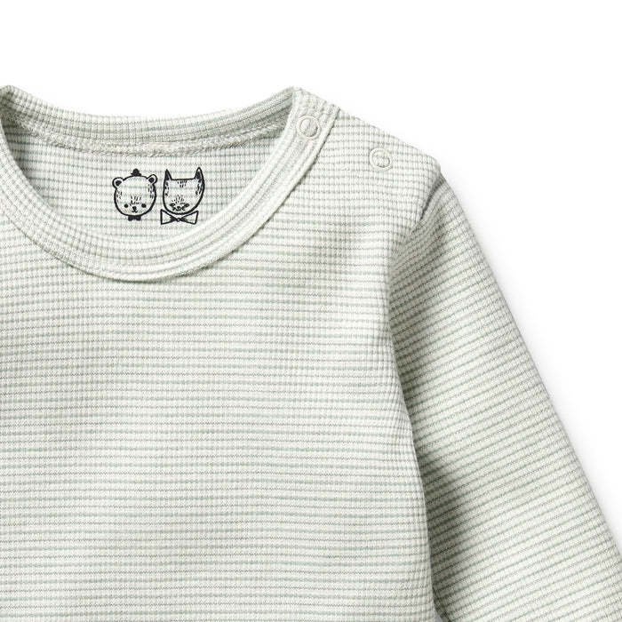 Fern Organic Stripe Rib Long Sleeved Bodysuit