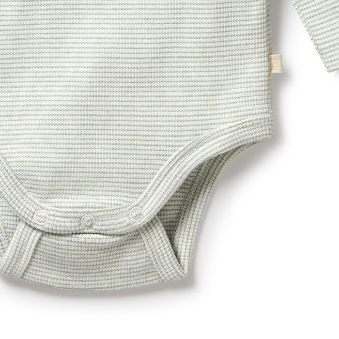 Fern Organic Stripe Rib Long Sleeved Bodysuit