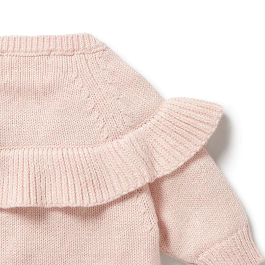 Pink Knitted Ruffle Jumper
