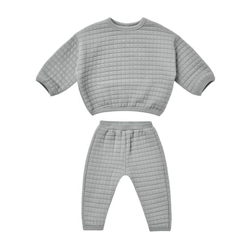 QUILTED SWEATER + PANT SET || DUSTY BLUE