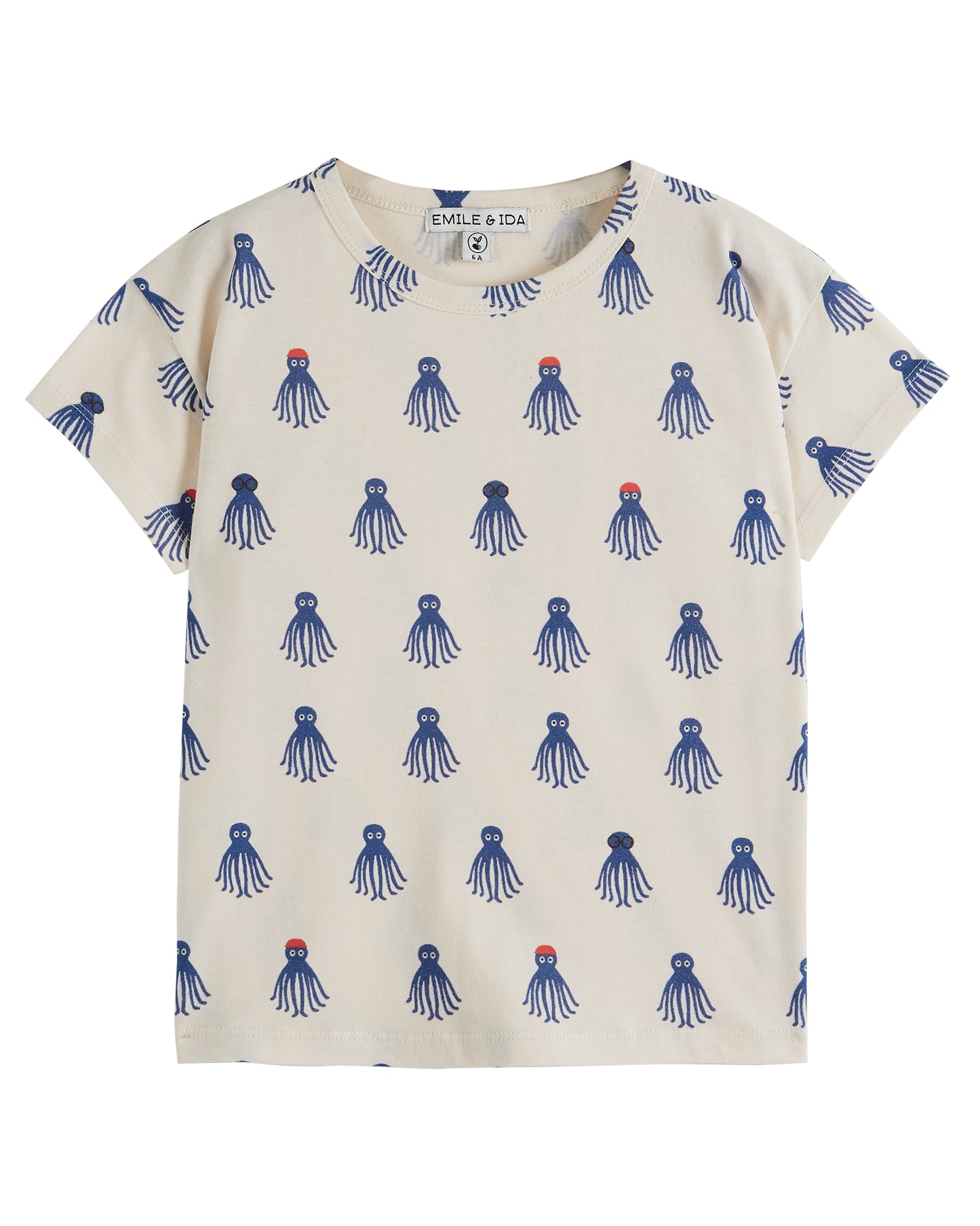 Creme Octopus Bleu Tee Shirt