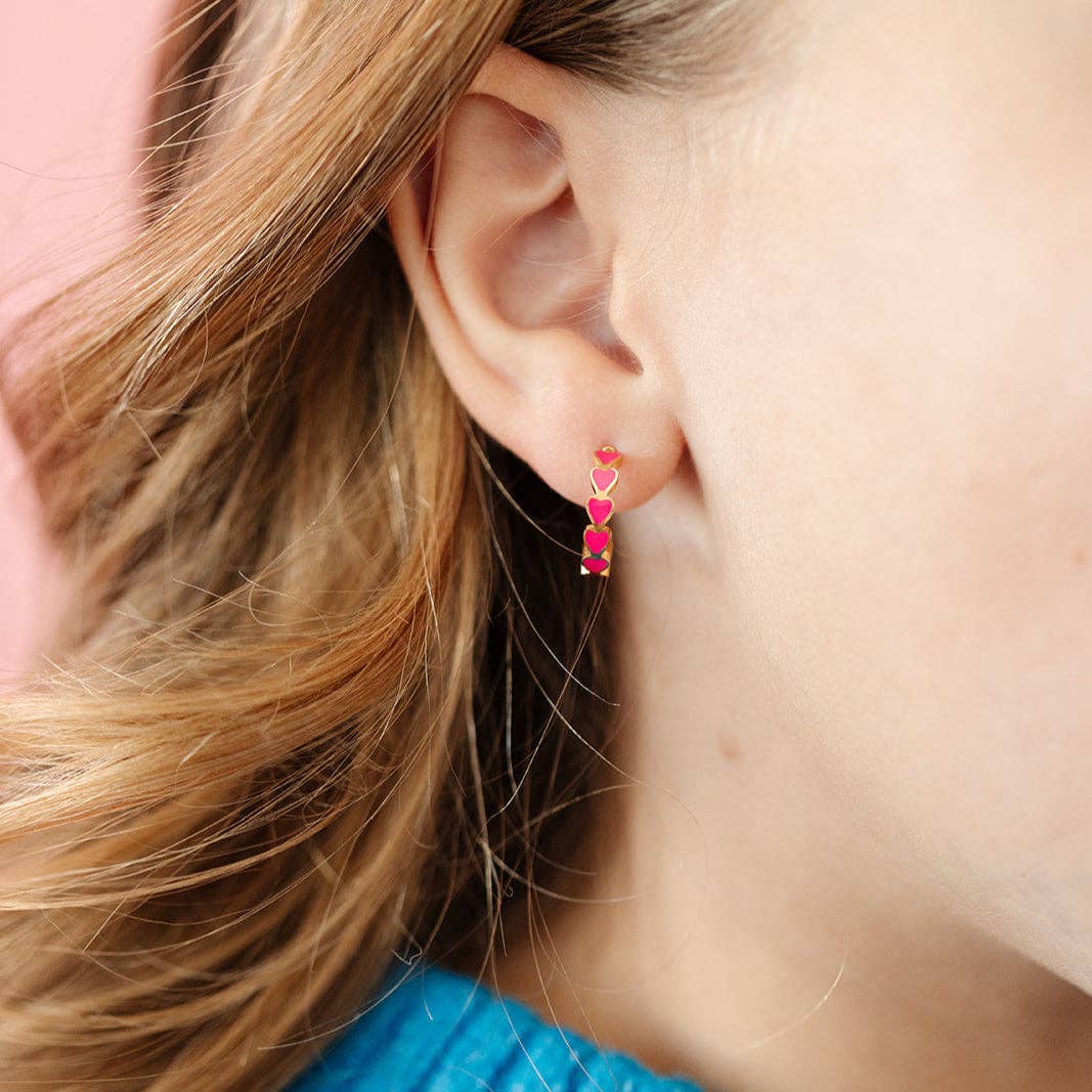 Neon Heart Huggie Stud Earrings