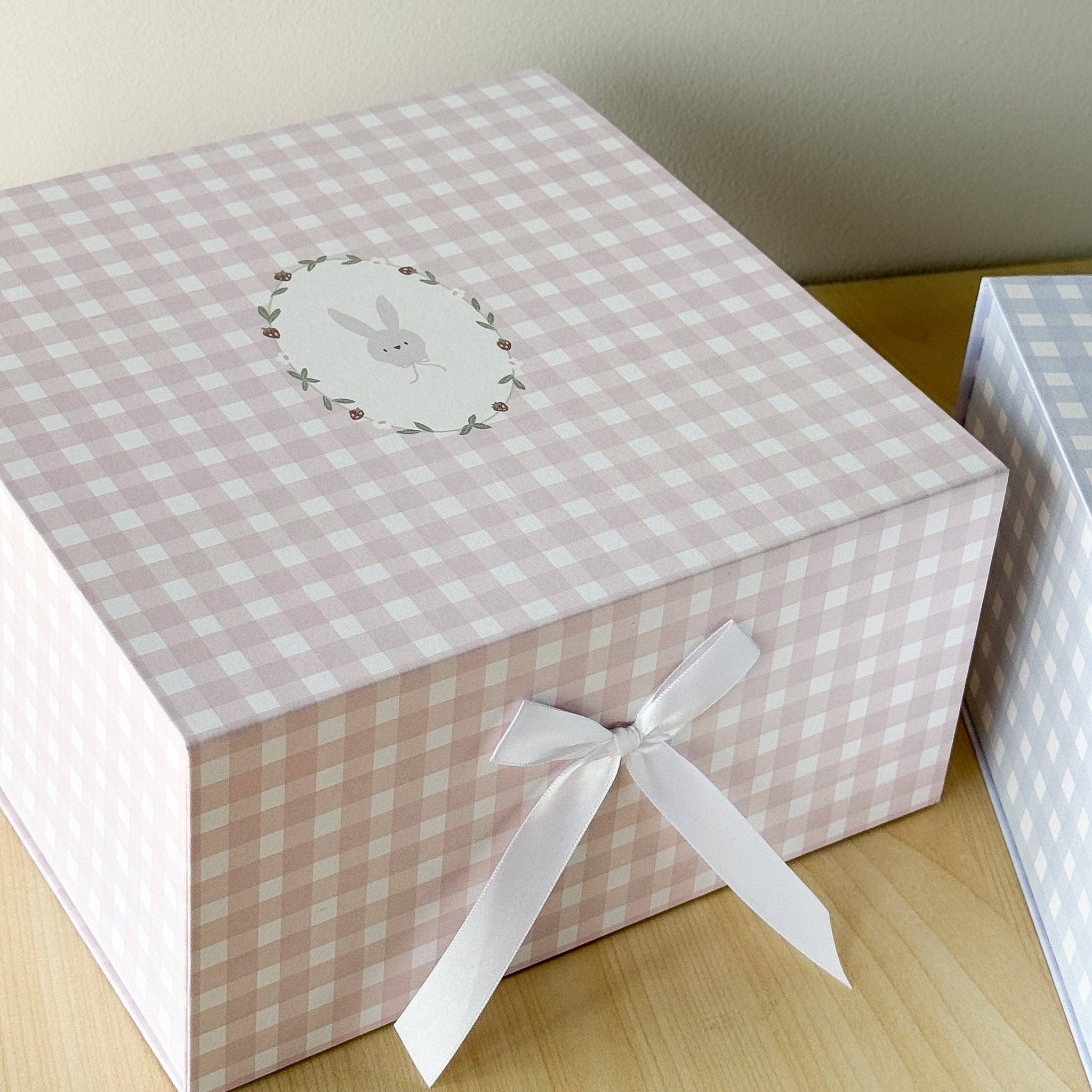Gift Box Pink Gingham Bunny