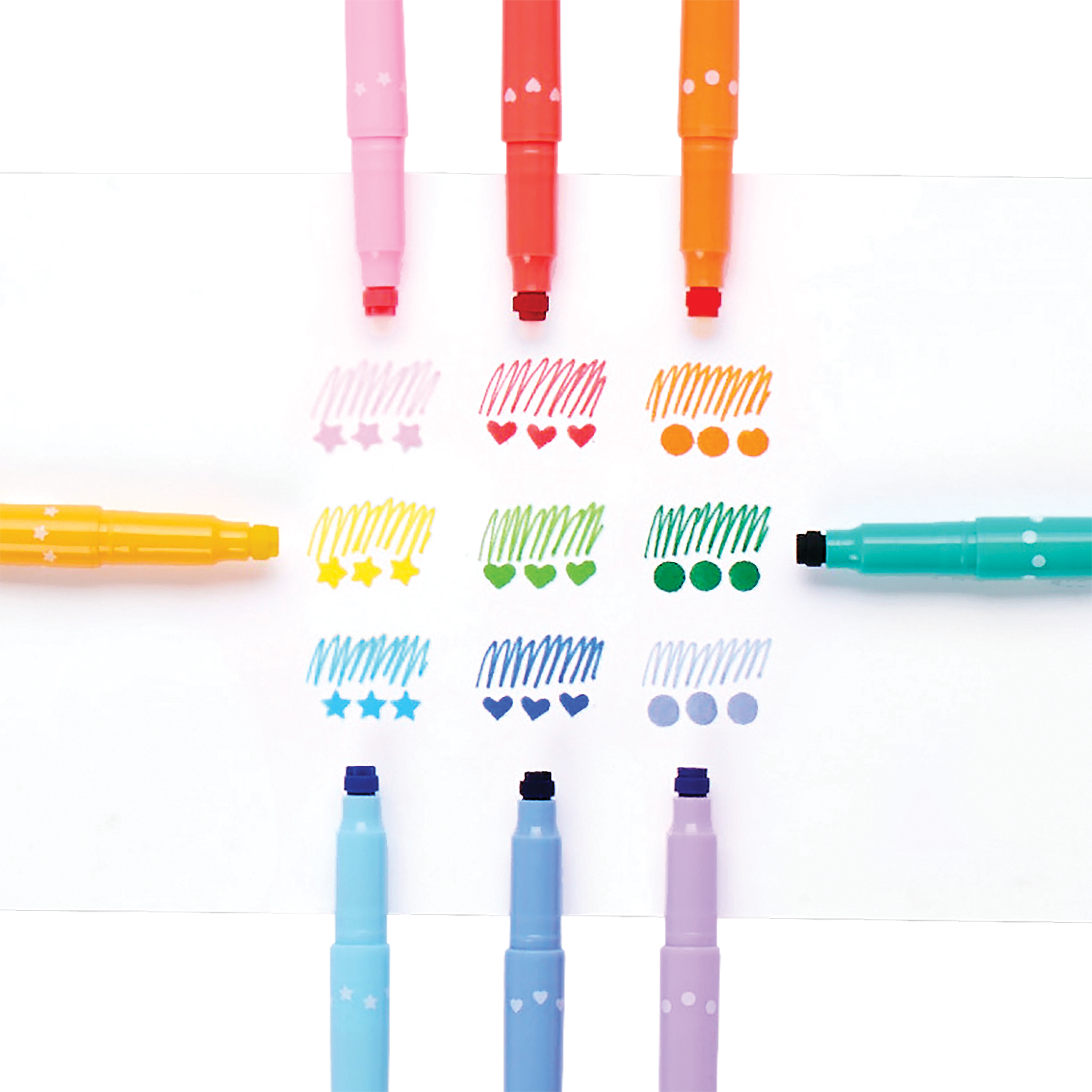 Confetti Stamp Double-Ended Markers - Set of 9