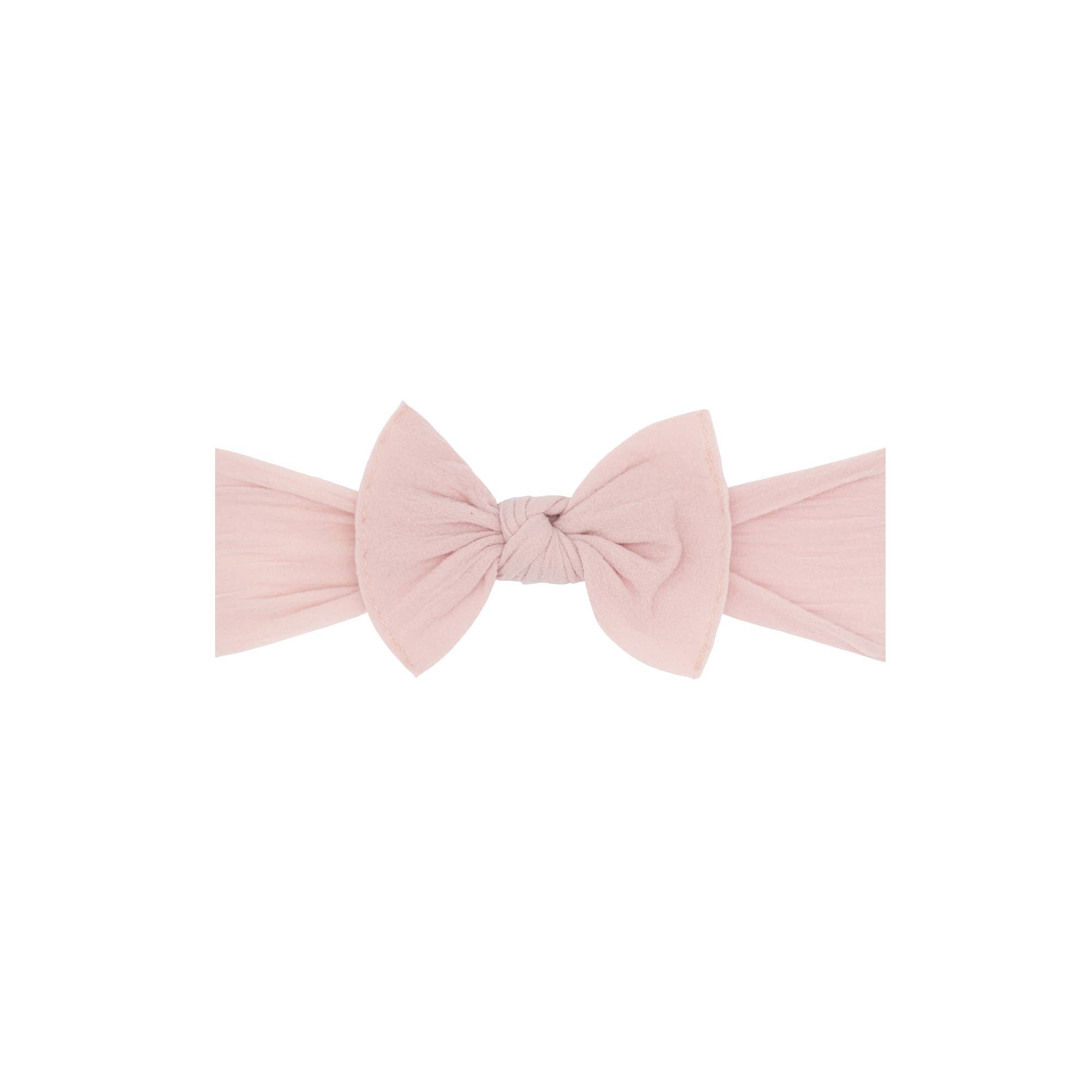 Baby Bling® Itty Bitty Knot Small Soft Nylon Bow Headband: Antique Pink