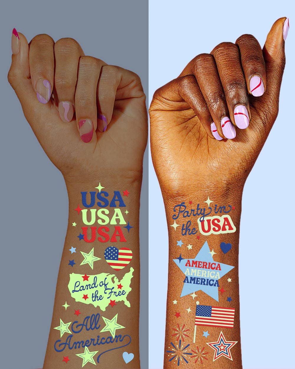 Fourth of July Tattoos | glow in dark, patriotic, usa flag,