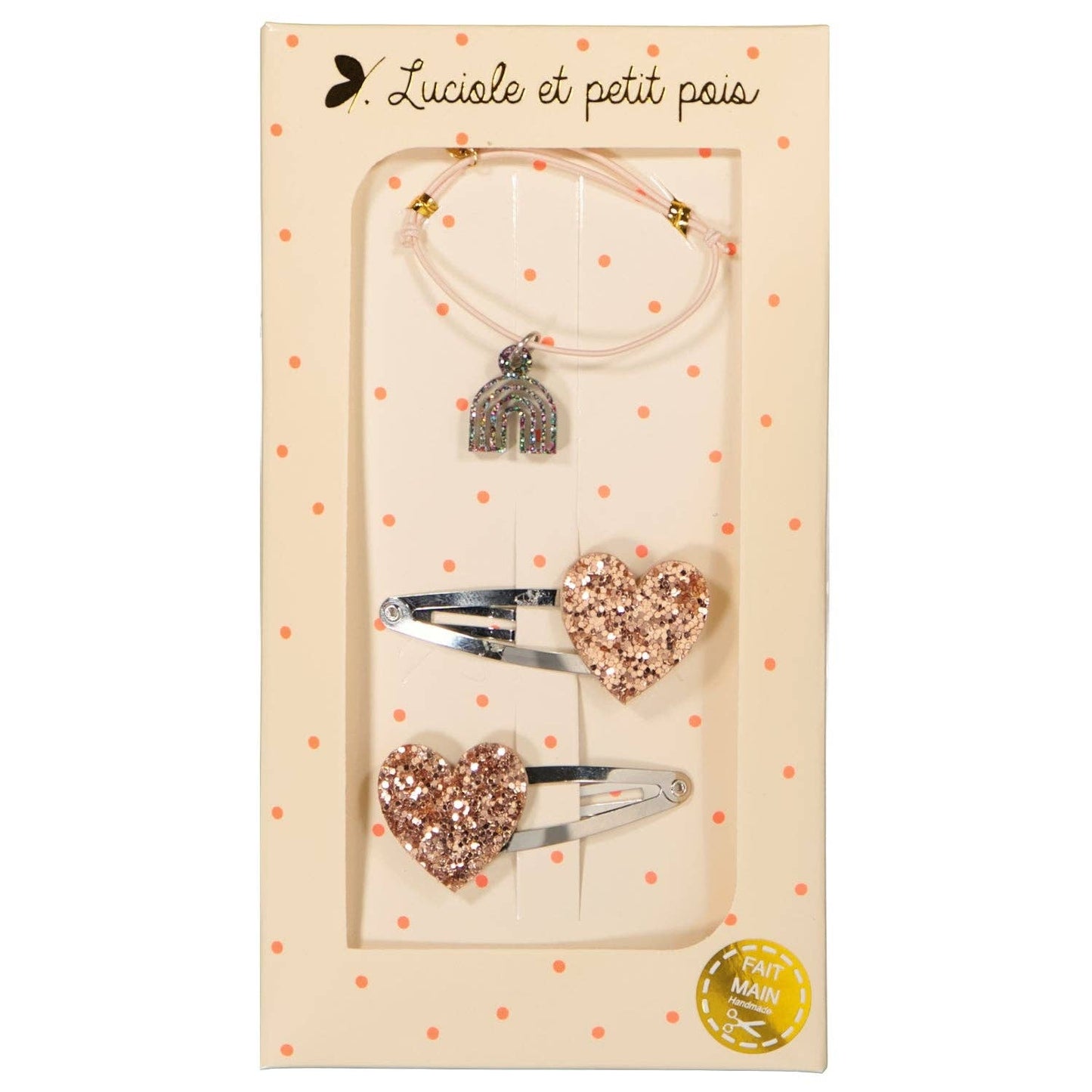 Gift box - Pale pink bracelet & pink hearts