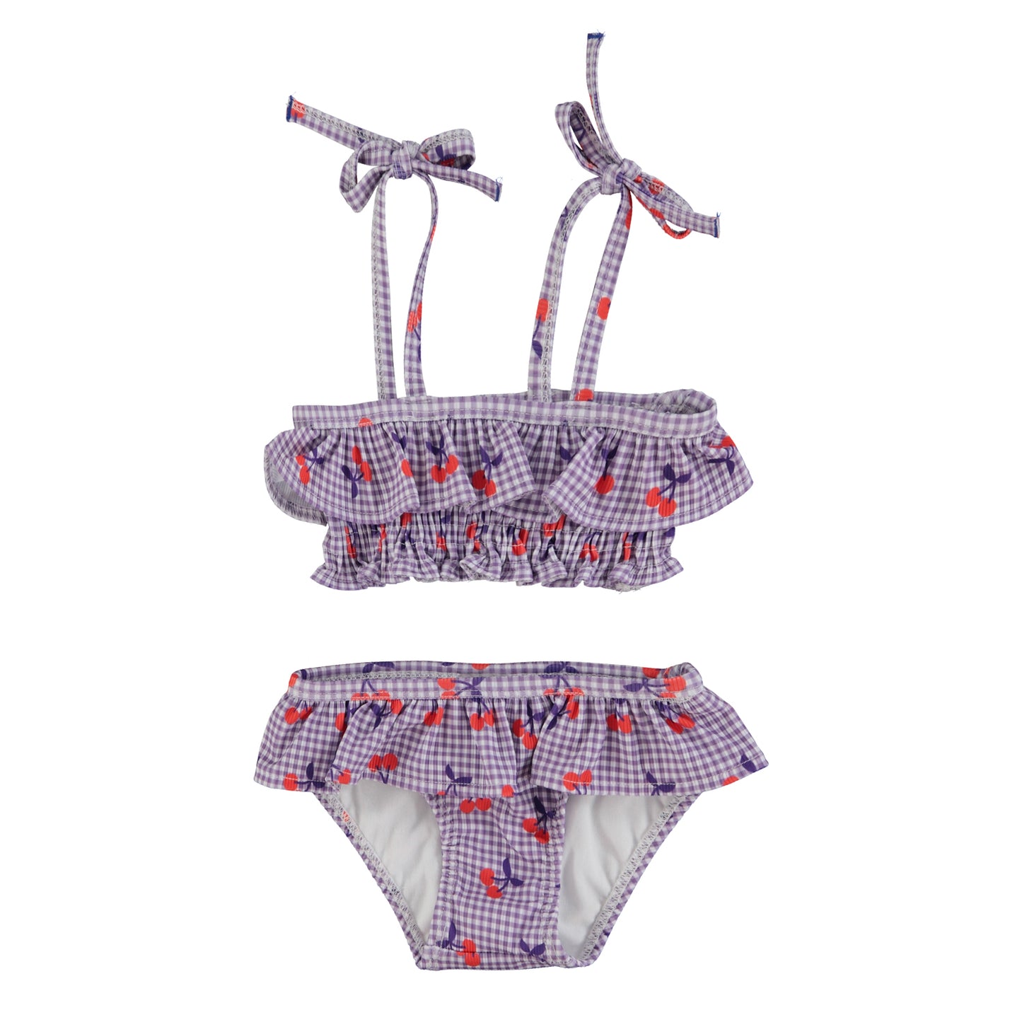 Bikini | Purple & White Checkered w/ Cherries