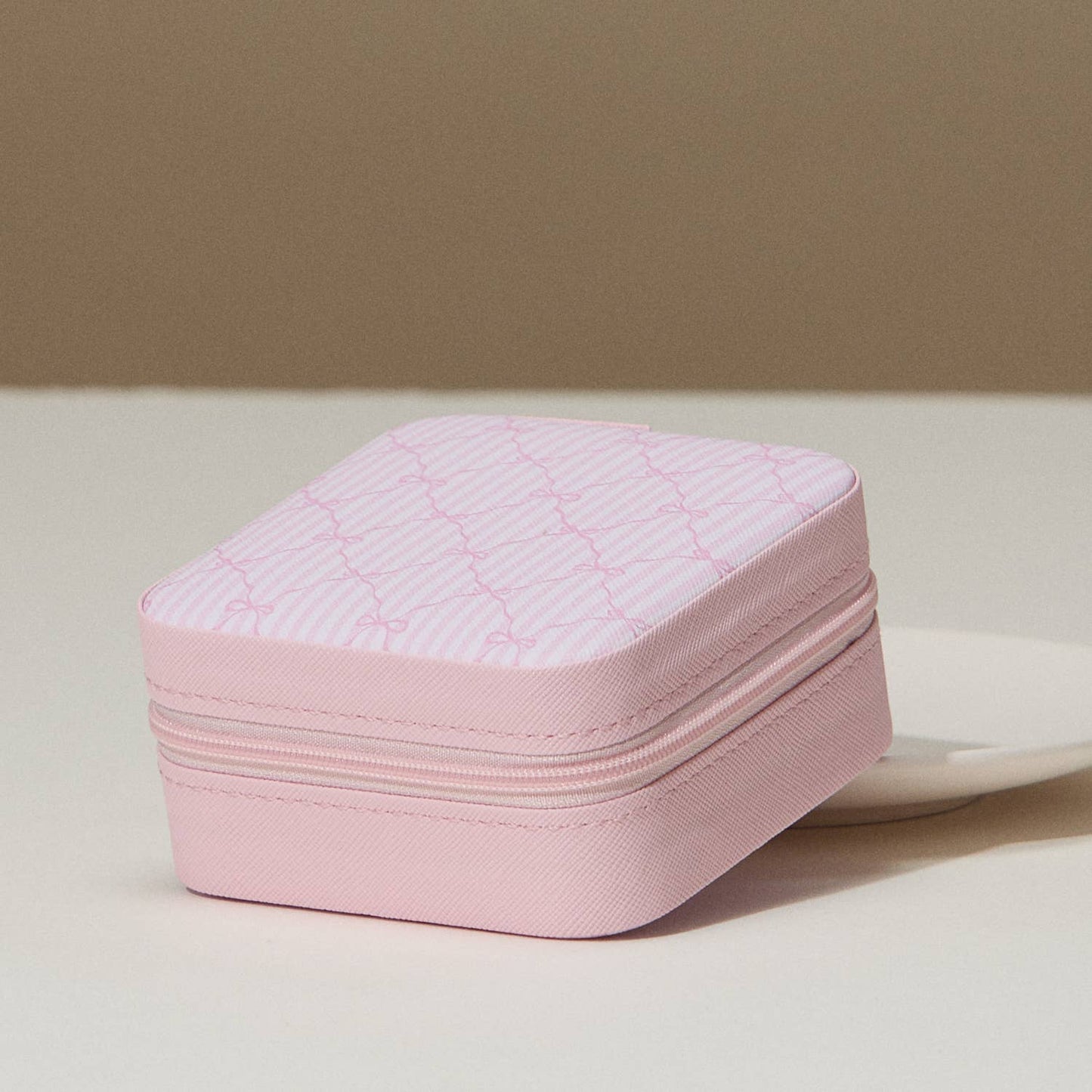 Bow Monogram Print Jewelry Box