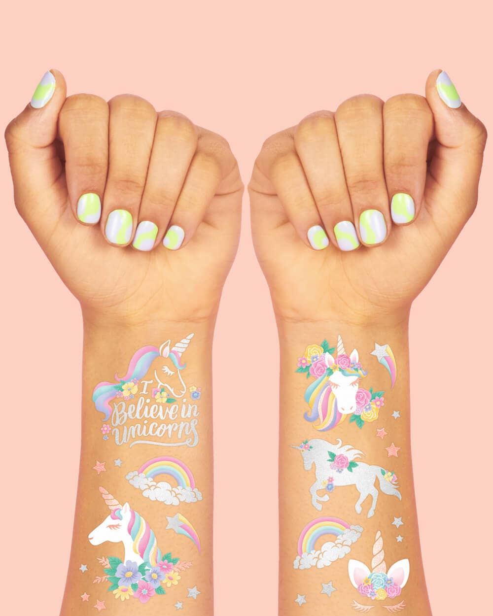 Unicorn Kids 52 foil temporary tattoos Screen-Free activity