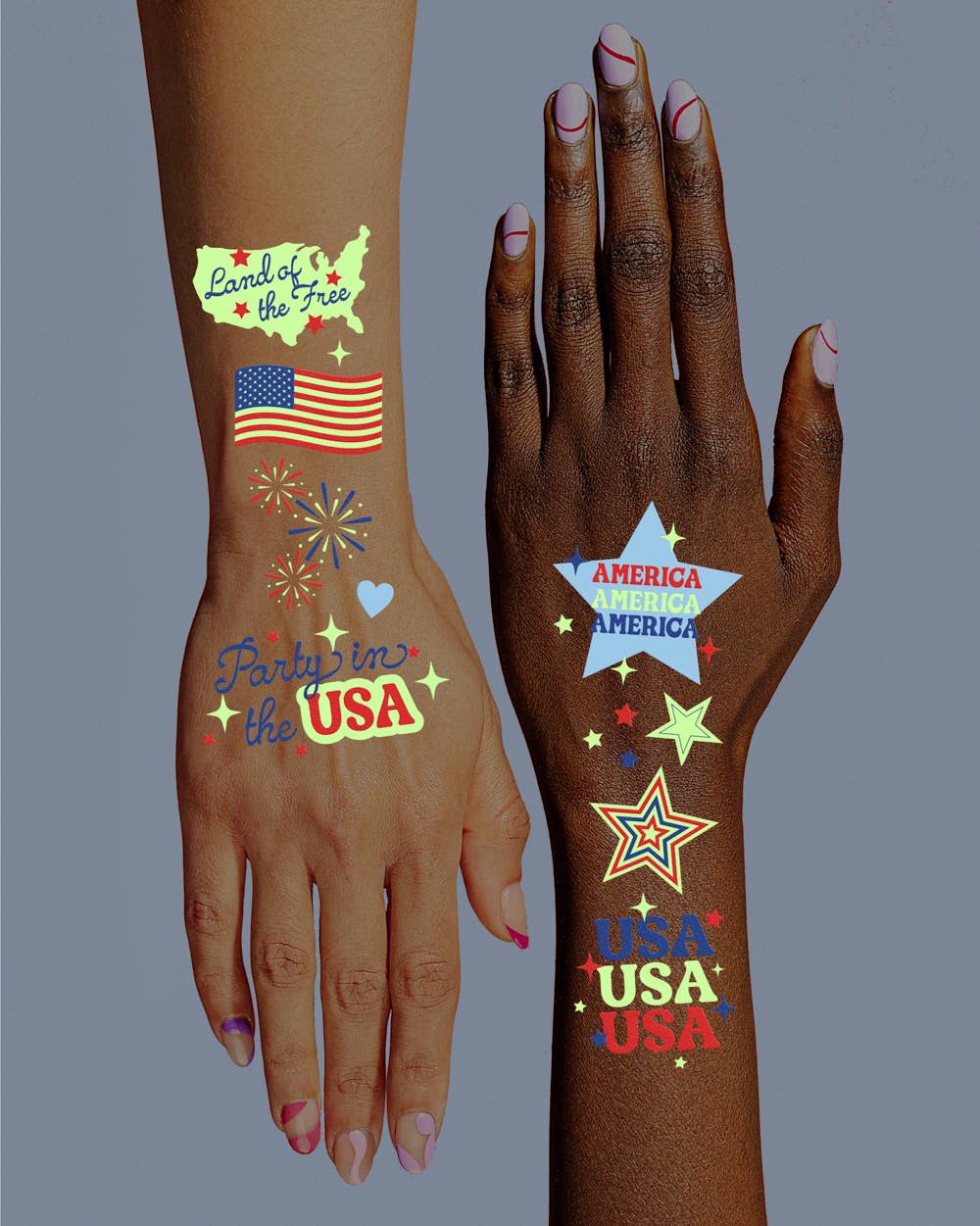 Fourth of July Tattoos | glow in dark, patriotic, usa flag,