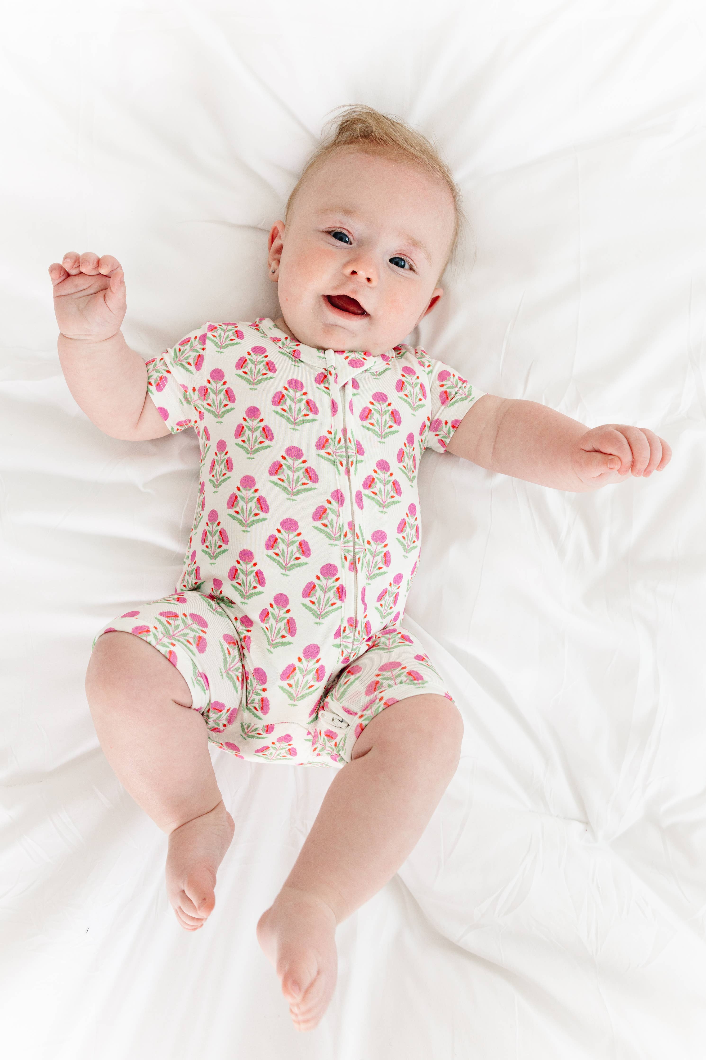 Pink Posy Short Sleeve & Shorts Bamboo Sleeper