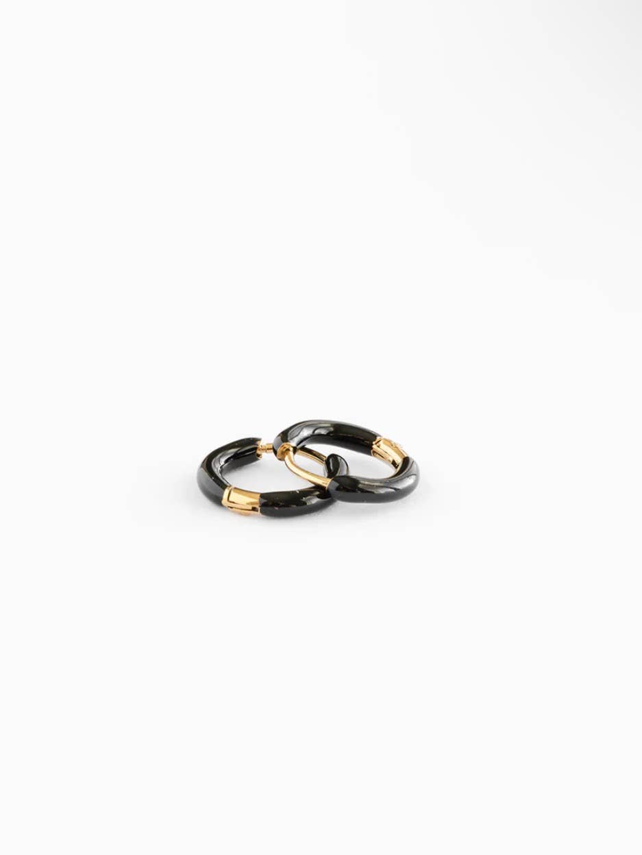 Enamel Hoop Earrings - Neon Pink
