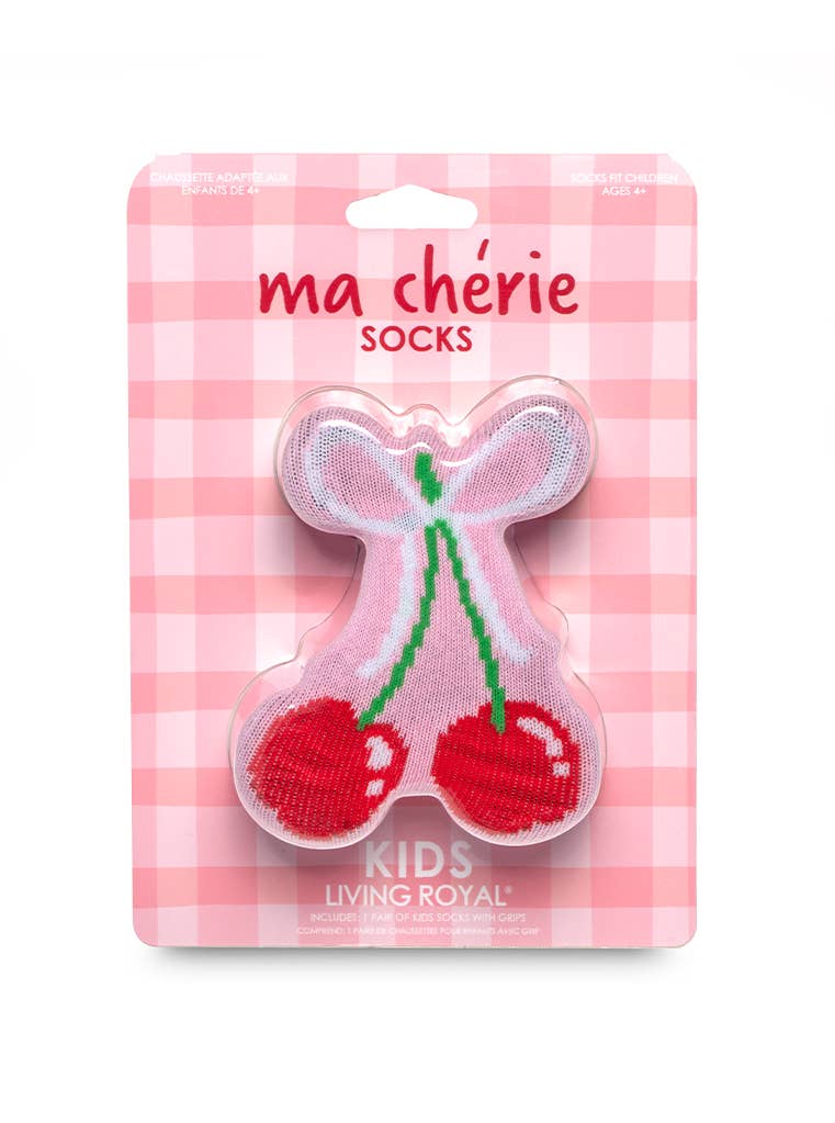3D Packaged Crew Socks  - Cherries Tied w/ Bow