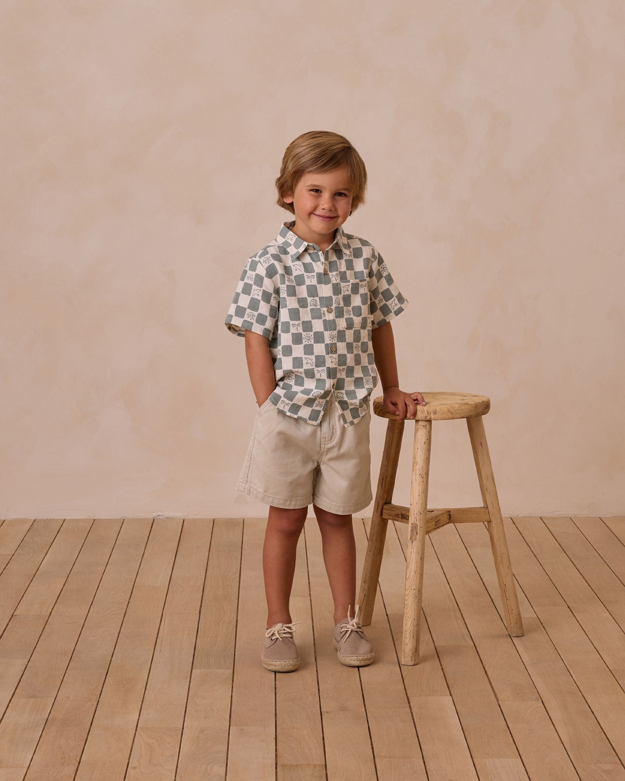 Collared Short Sleeve Shirt || Coastal Check