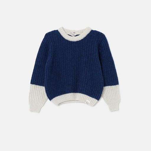 Color block tricot sweater - Blue Grey
