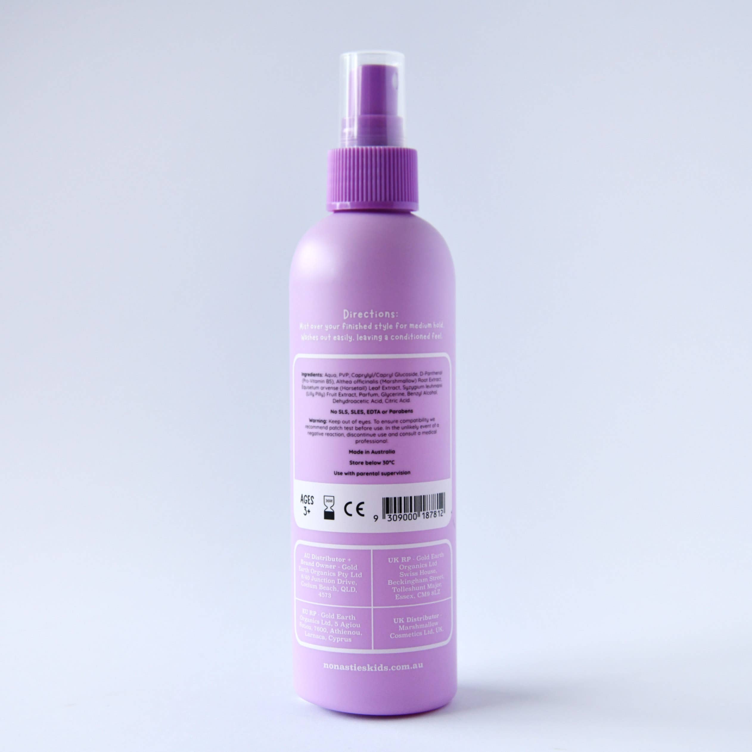 Natural Alcohol Free Hair Spray in Lavender and Fresh Lime