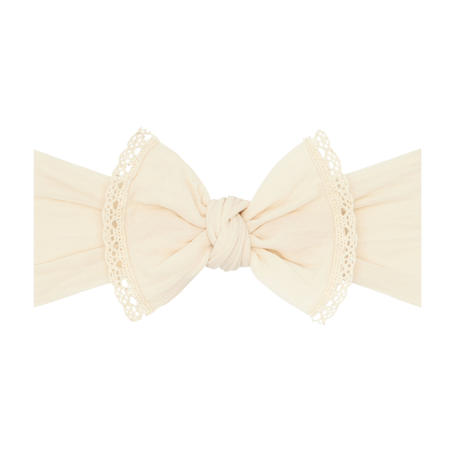 Baby Bling® Trimmed Classic Knot Headband: Oatmeal Lace