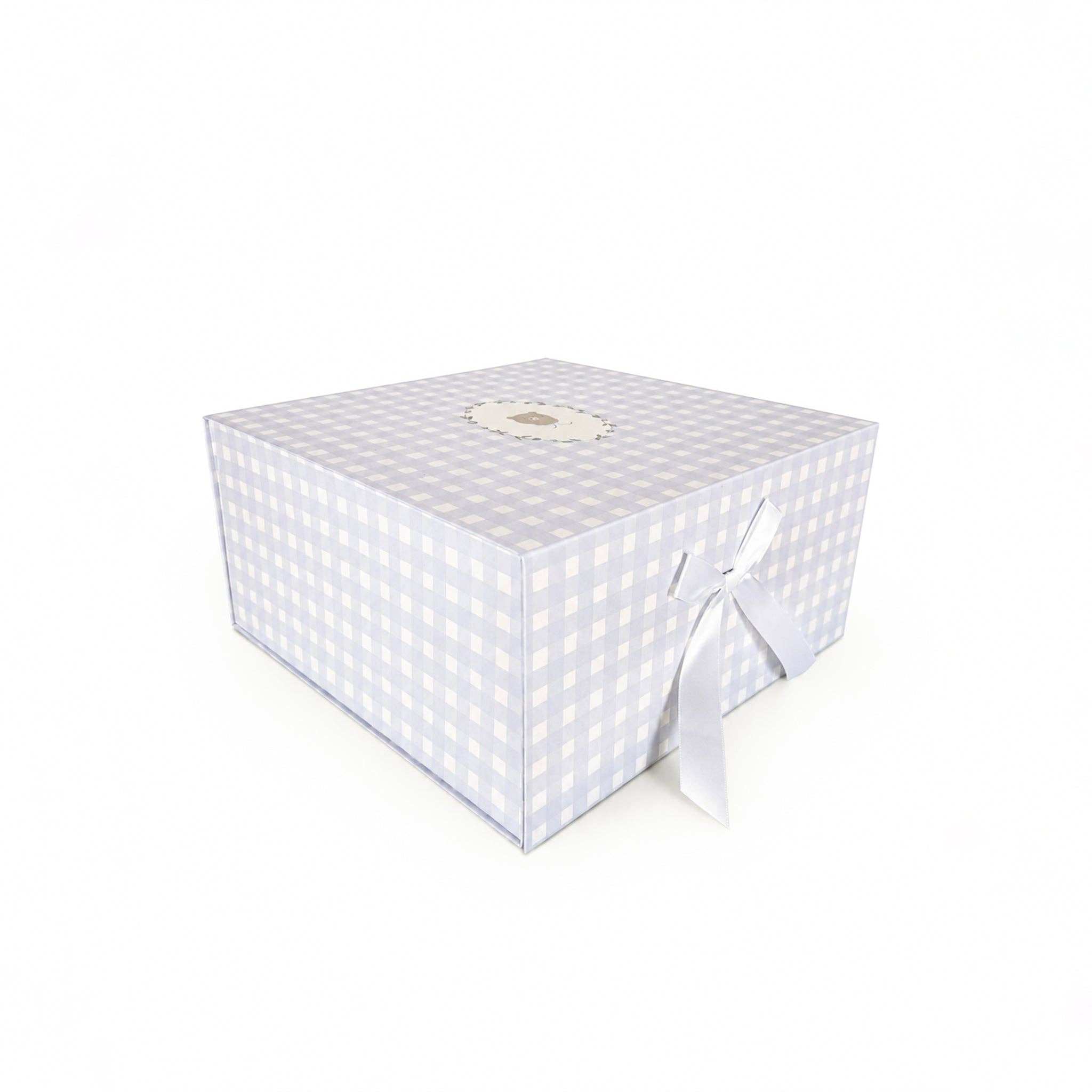 Gift Box Blue Gingham Bear