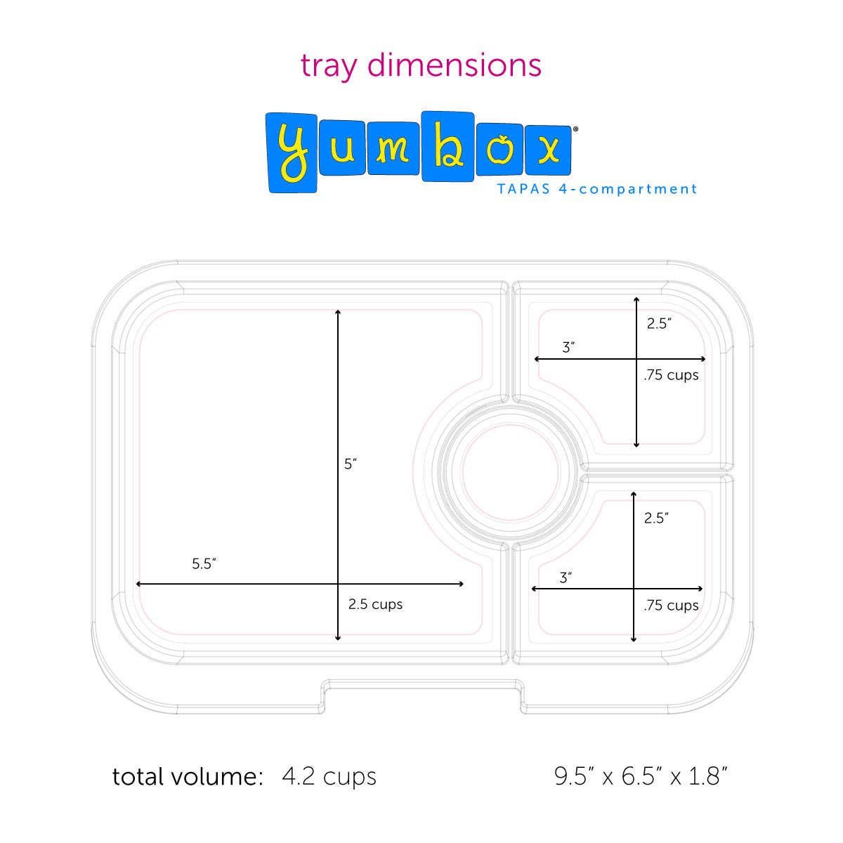 Leakproof Yumbox Tapas Capri Pink - 4 Compartment - Zodiac