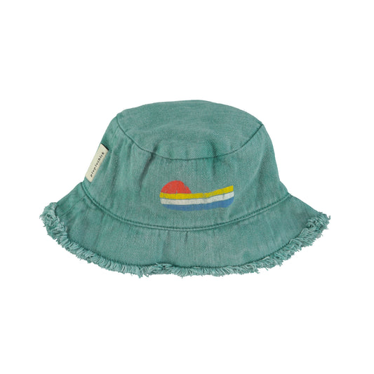 Hat | Green w/ Multicolor Wave Print