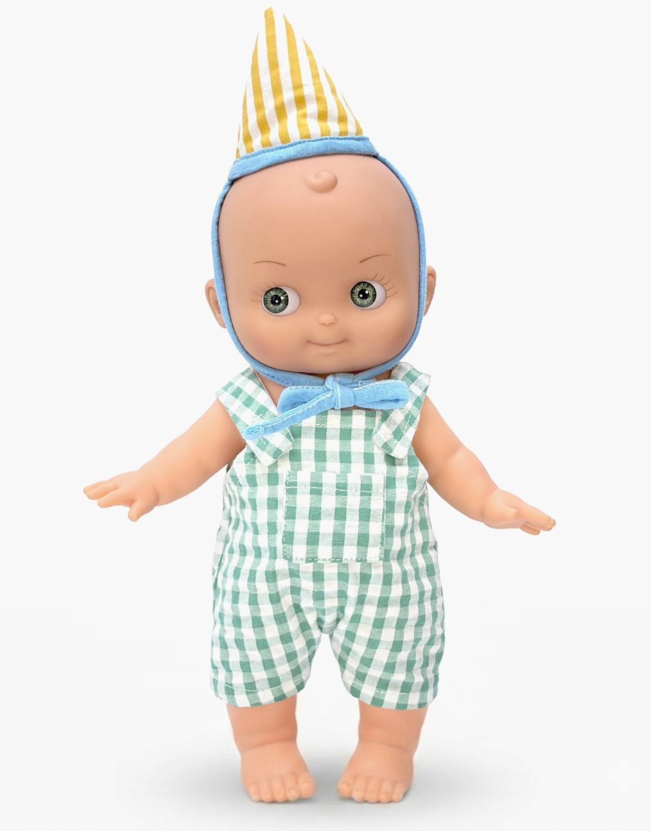 Zebulon at School and His Green Gingham Birthday Outfit