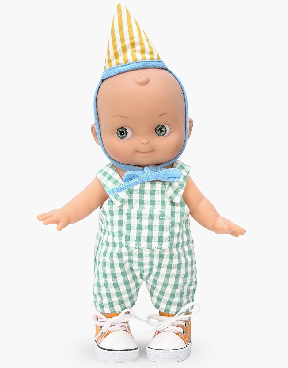 Zebulon at School and His Green Gingham Birthday Outfit