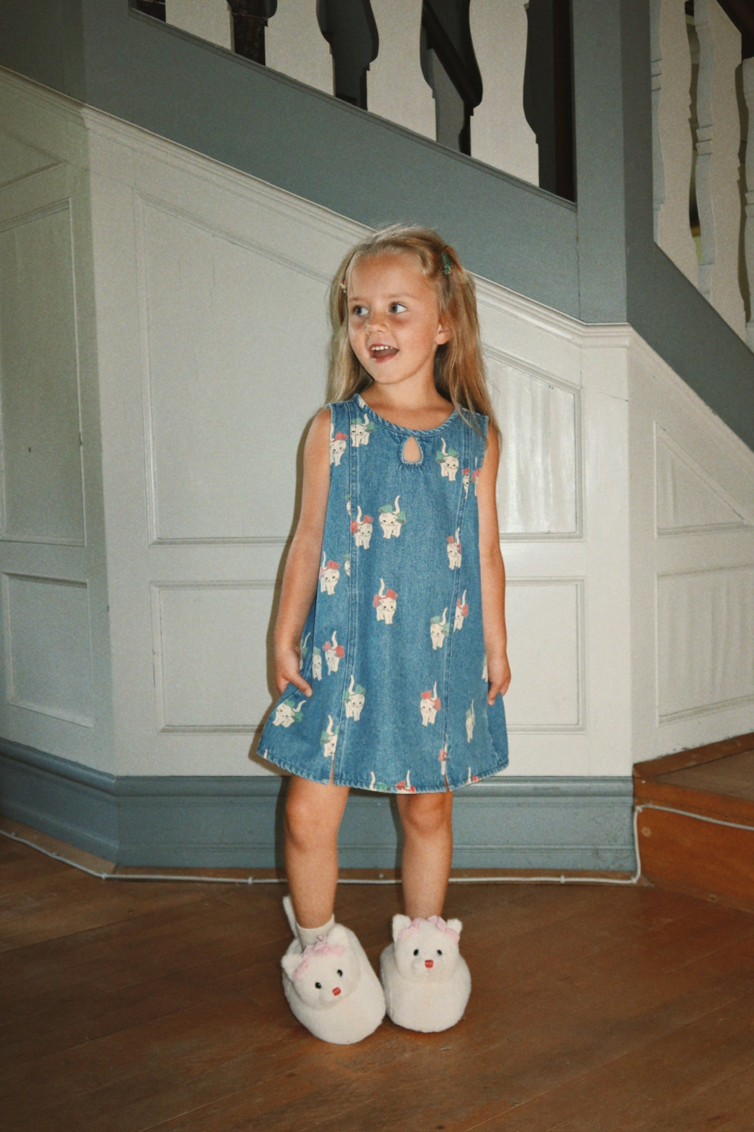 Magot Dress GOTS - Bow Kitty Denim