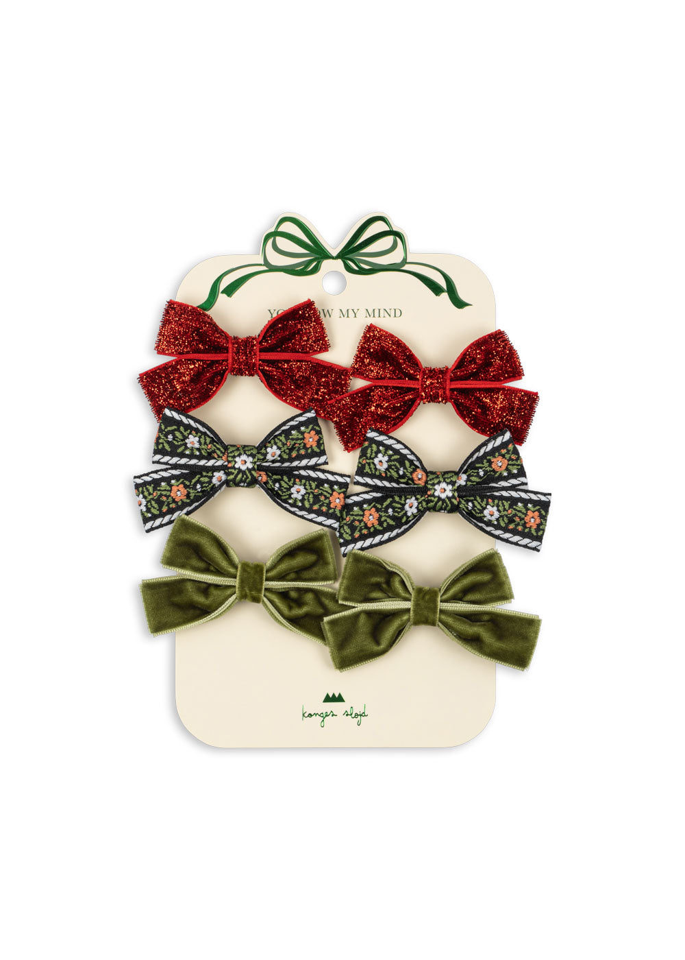 6 Pack Micki Bow Hair Clips - Red/Green