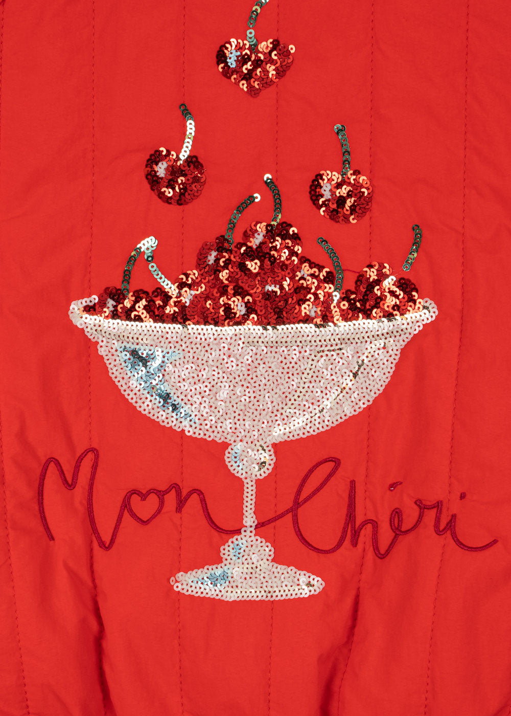 Juno Sequin Bomber Jacket - Fiery Red