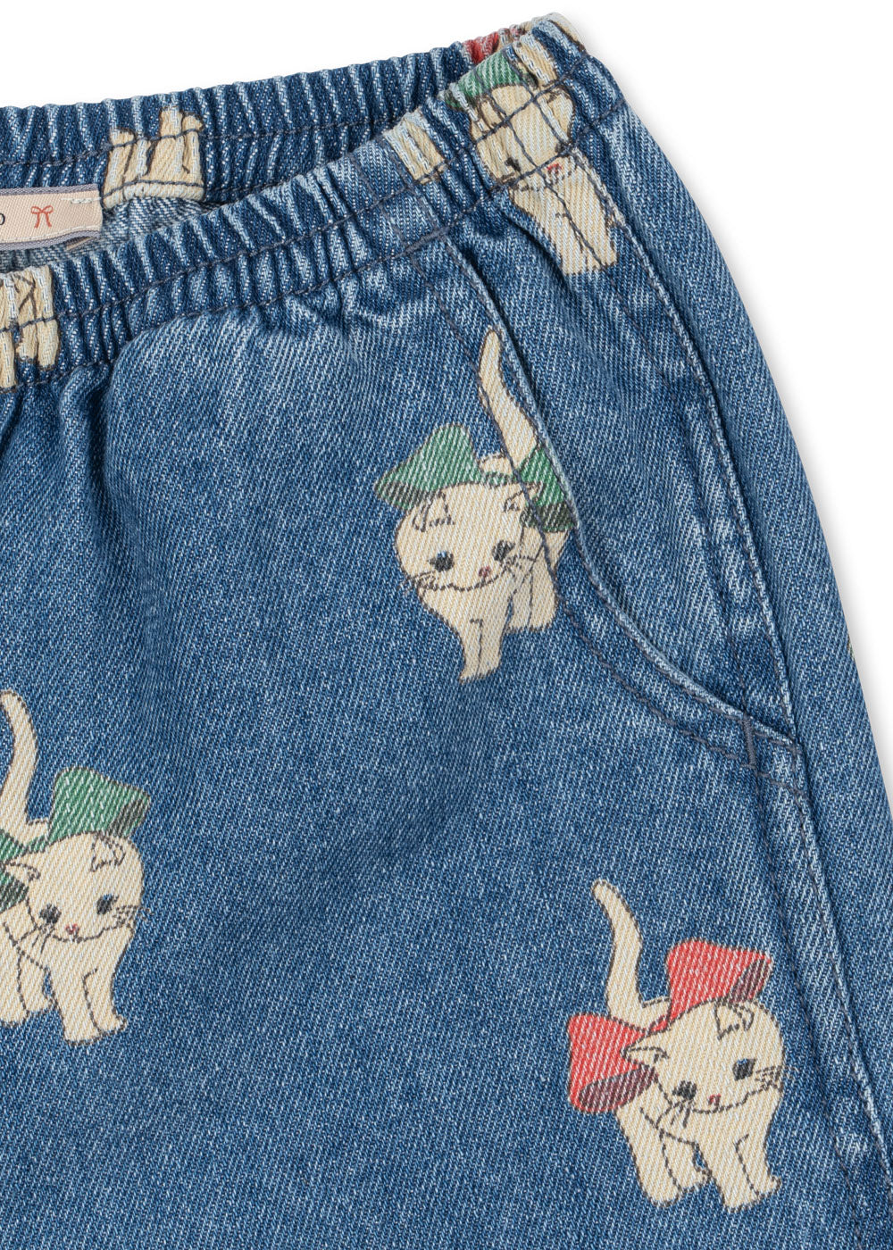 Magot Slit Pants GOTS - Bow Kitty Denim