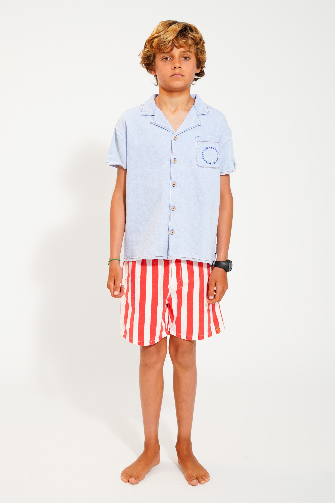Boy Shorts | White & Red Stripes
