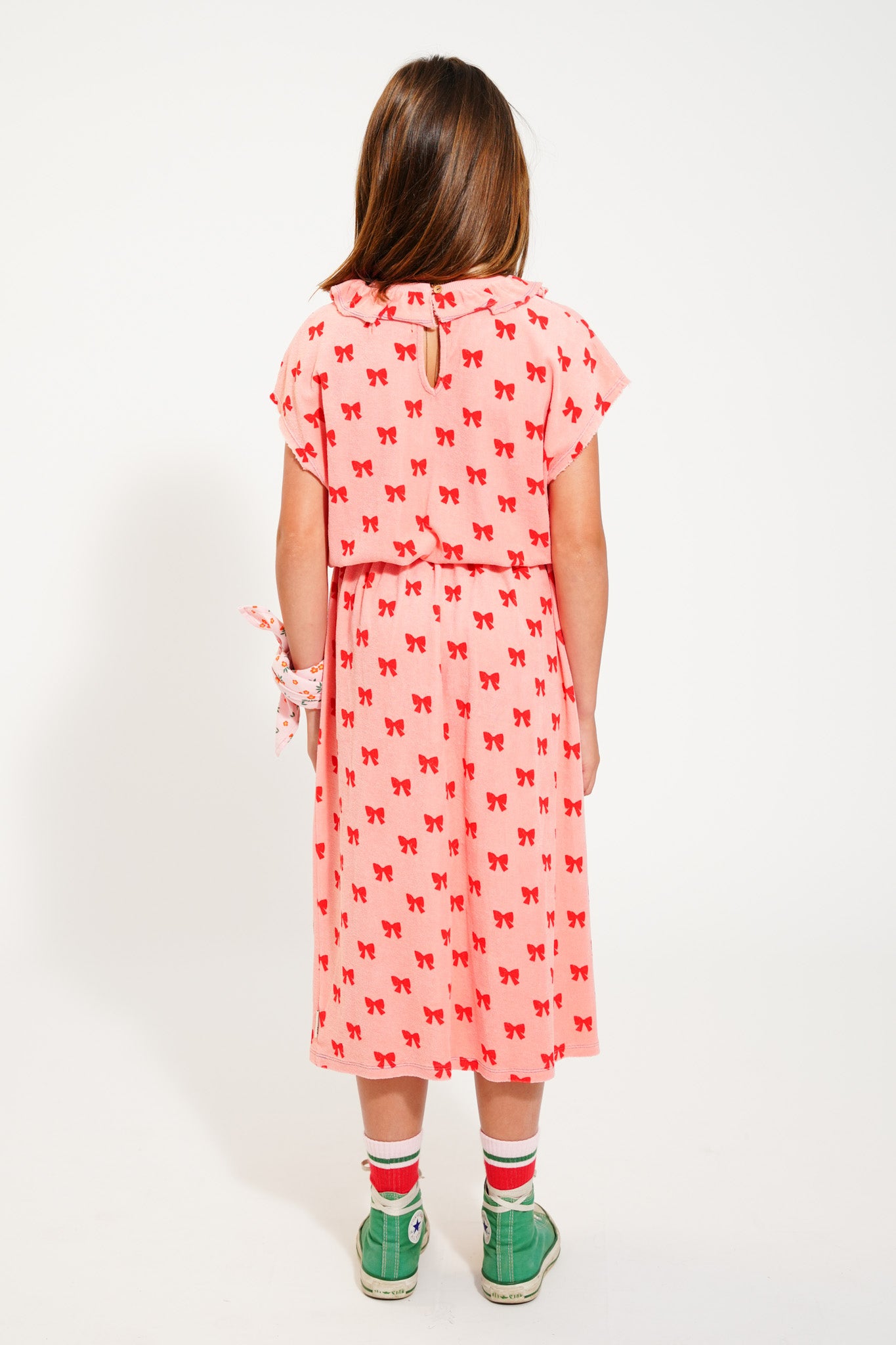 Sleeveless Blouse w/ Collar | Pink W/ Red Bows