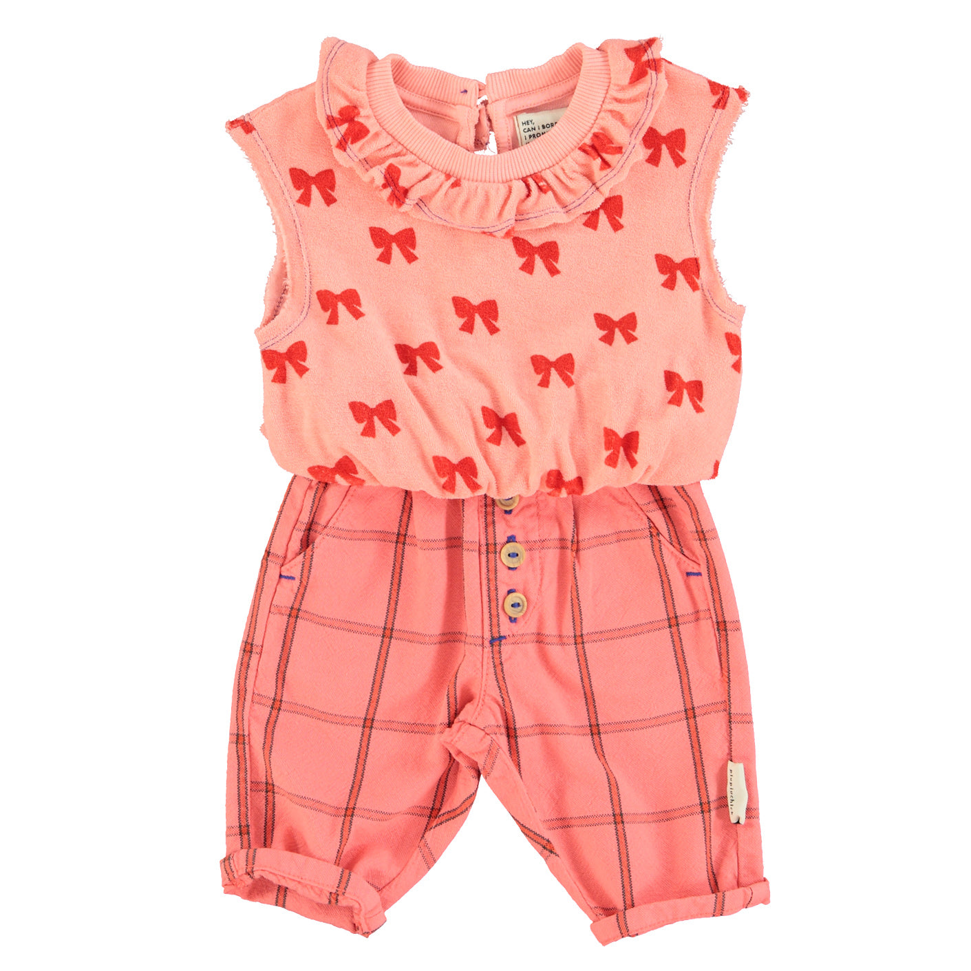Sleeveless Blouse w/ Collar | Pink W/ Red Bows