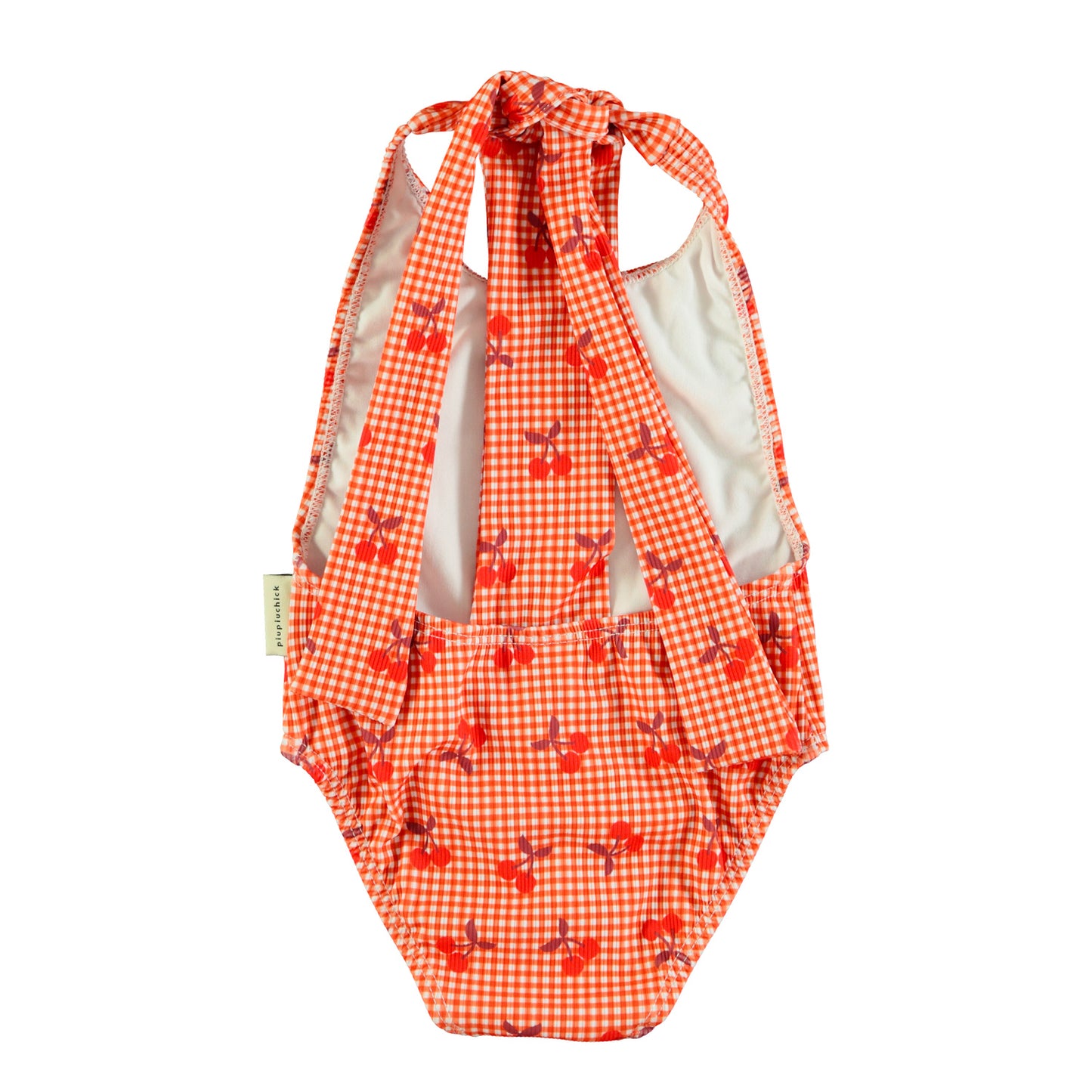 Swimsuit w/ Back Bow | Red & White Checkered w/ Cherries