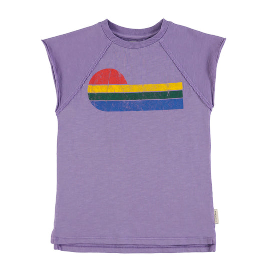 T-Shirt Dress | Purple w/ Multicolor Wave Print