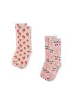 2 Pack Printed Socks - Cherry Mix