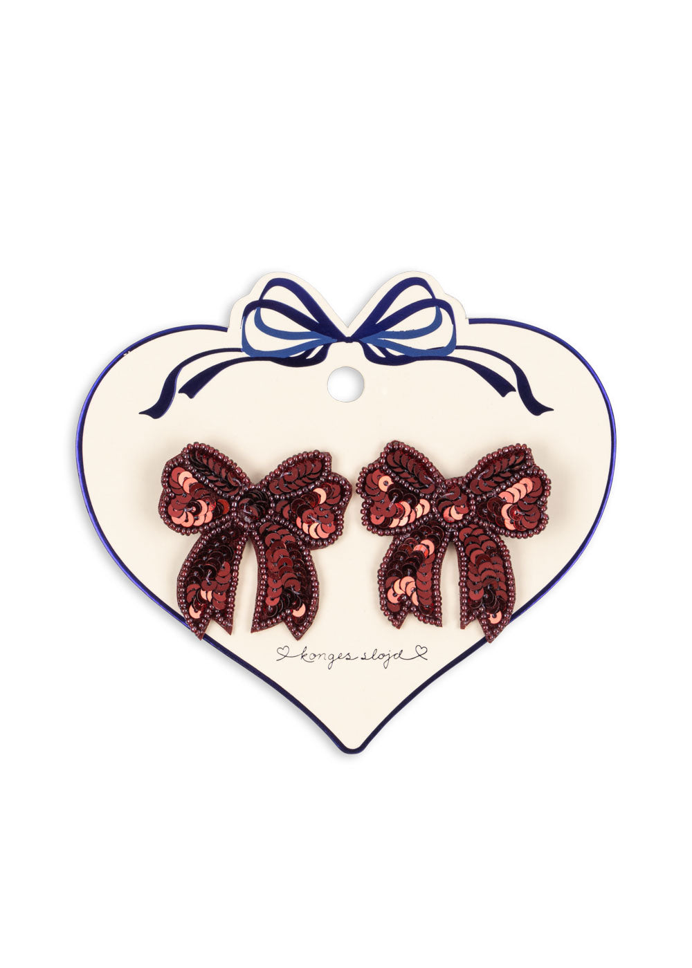 2 Pack Sequin Bow Hair Clip - Rio Red