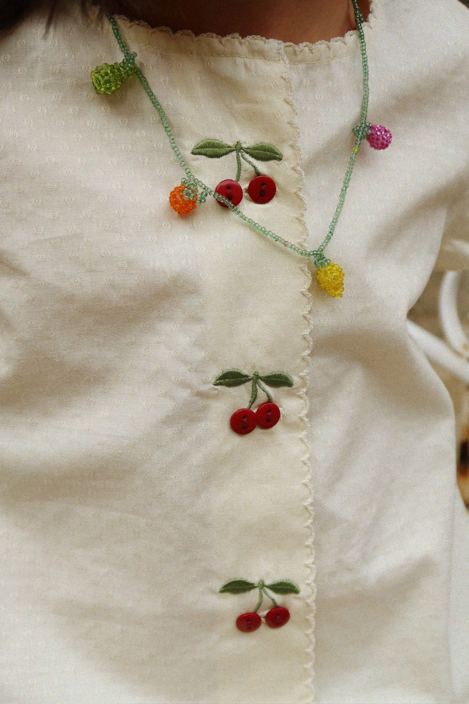 Evia Cherry Dress - Cloud Cream