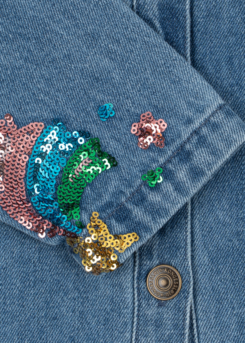 Magot Sequin Denim Jacket GOTS - Rainbow Star