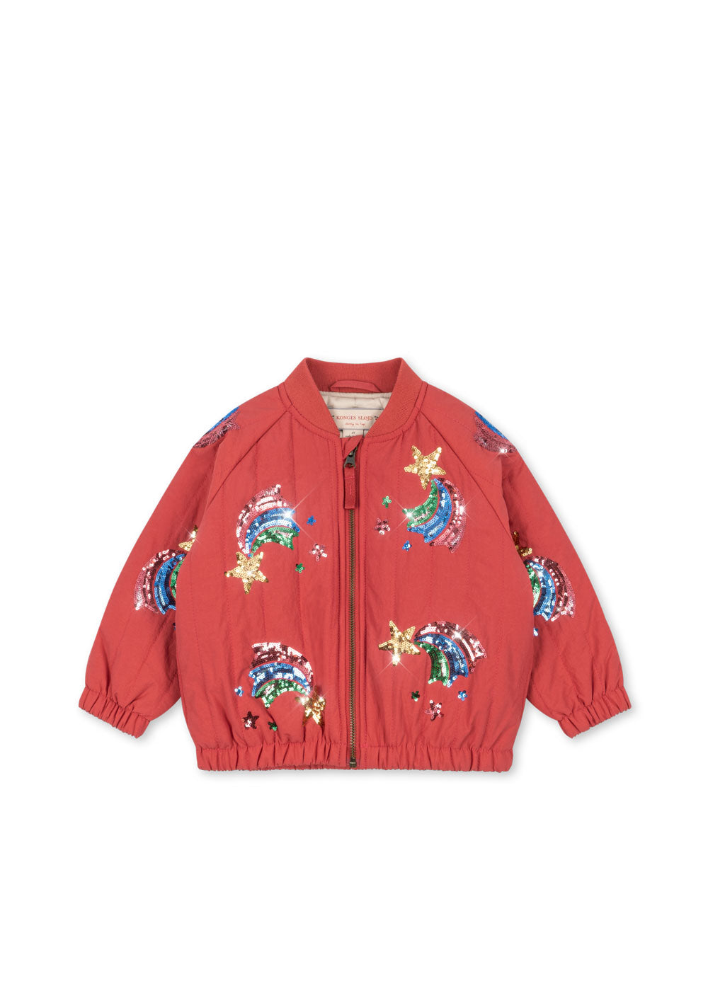 Juno Sequin Rainbow Bomber Jacket - Cardinal