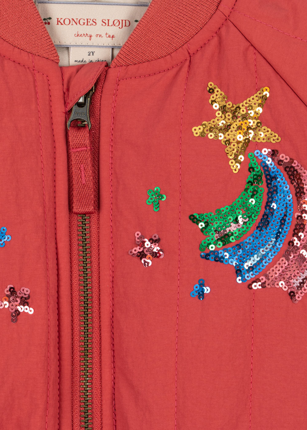 Juno Sequin Rainbow Bomber Jacket - Cardinal
